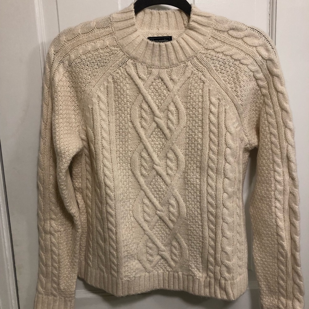 Abercrombie and Fitch white cable knit sweater